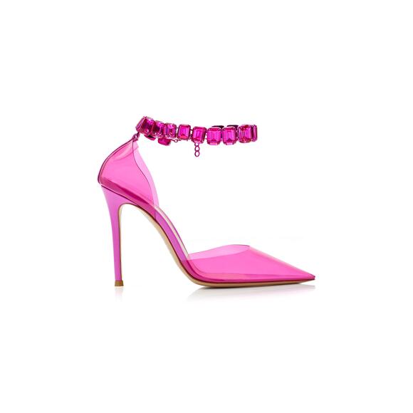 Gianvito Rossi Crystal-Embellished Pink Pvc Pumps Size 8.5 - NWT